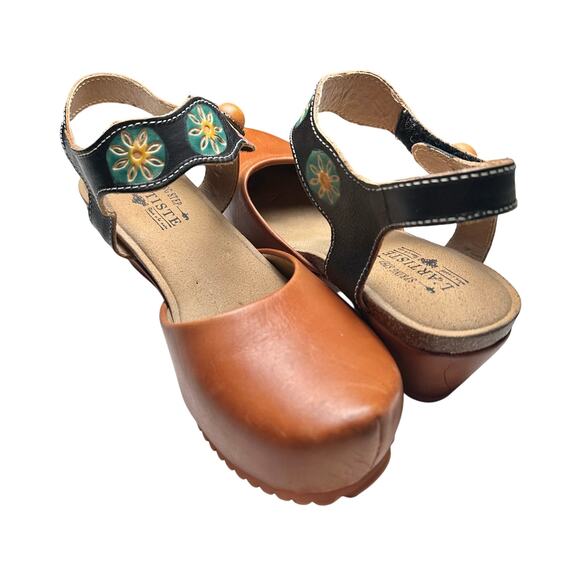 L’Artiste | Women | Glovely Art-To-Wear Boho Leather Wedge Sandals | Sz 6.5-7 - Picture 2 of 16